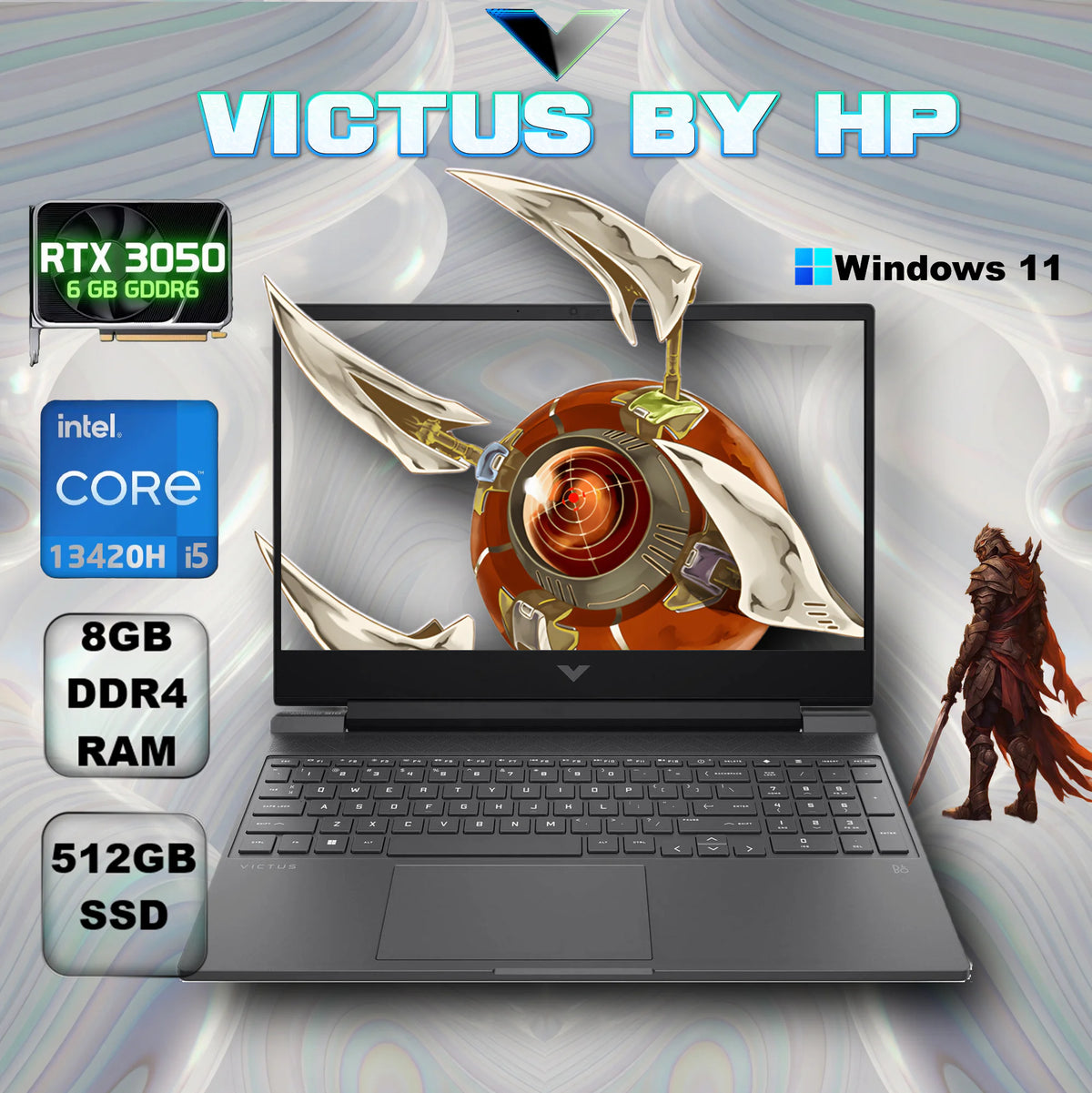 Victus by HP Intel® Core™ i5-13420H | 8GB DDR4 RAM , 512GB NVMe SSD | RTX™ 3050 , 6GB | 15.6-inch FHD 144 Hz IPS Display | Backlit Keyboard | Windows 11 | Moonstone Grey 15-fa2013dx