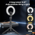2K Ultra-HD Webcam With Built-In Mic, 5.5″ Ring Light, 90° Wide-Angle Lens, Digital Zoom, Sony Advanced Sensor & Detachable Tripod | 1080p@60FPS | Magnetic Privacy Cover