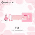 FANTECH P51 5-in-1 Gaming Wired Bundle – Pink Edition – Complete Gaming Setup in One Package – Mouse, Keyboard, Headset, Mousepad, and Stand