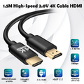 HDMI 4K Cable 2.0V 1.5M High-Speed 18Gbps 3840×2160@60Hz 3D Dynamic HDR HDCP2.2 Mirror Extend Game Mode for TV PC Console Gaming