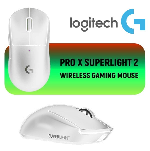 Logitech G PRO X SUPERLIGHT 2 LIGHTSPEED Wireless Gaming Mouse, 4K Polling, Lightweight, LIGHTFORCE Hybrid Switches, HERO 2 Sensor, 44,000 DPI, 5 Programmable Buttons, USB-C Charging, PC & Mac | WHITE – 1 Month Warranty