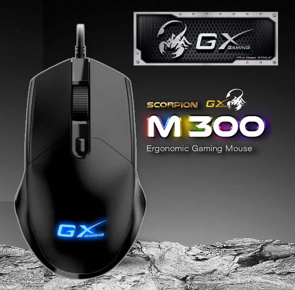 Genius GX Gaming Scorpion M300 RGB Gaming Mouse – USB Wired – Adjustable DPI 800 / 1200 / 1600 / 2400 – Right Handed Ergonomic – Compatible with Windows & macOS