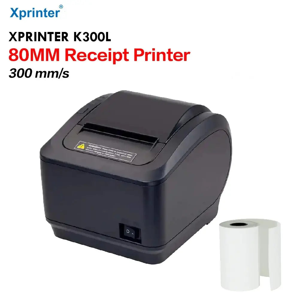 Xprinter XP-K300L 80mm Thermal Receipt Printer – 300mm/s, USB + RS232 + LAN, Sharp Print, Queue Number Function, Wall/Desktop Mount, for Retail, Kitchen, Clinics