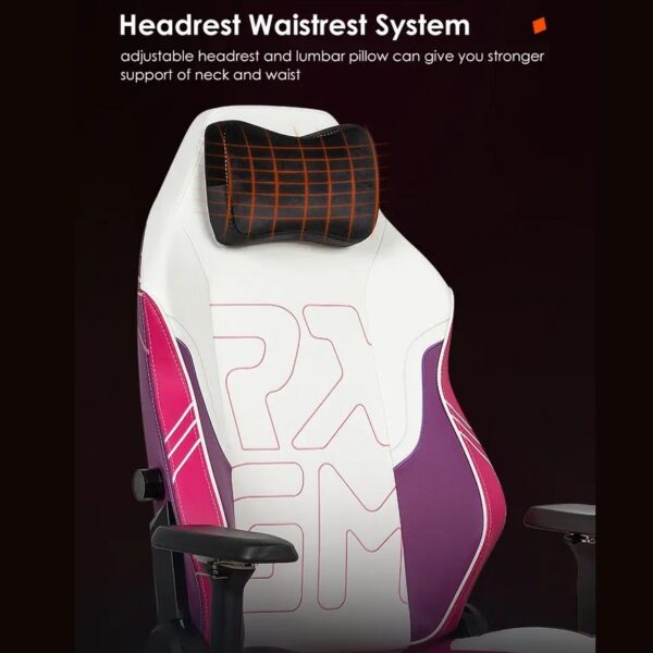APEX SEAT TOKYO-GT Gaming Chair : Pro Racing Throne With Leather+Velvet+Suede Shell , 4D Armrest ,  Frog Mechanism & Class-4 Gas Lift , 90–141° Recline, 160 Kgs Max , Lumbar Pillow and Magnetic Headrest Included | WHITE & MAGENTA VARIANTS ~ AP-2108R