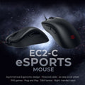 BenQ EC2-C Zowie Ergonomic Gaming Mouse | Professional Esports Performance | Lighter Weight | Driverless | Paracord Cable | 24-Step Scroll Wheel | Matte Black | Medium Size