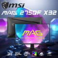 MSI MAG 275QF X32 27” WQHD 2560×1440 Rapid IPS Gaming Monitor With 320Hz Refresh Rate, 0.5ms Response, DisplayHDR 400, Adaptive Sync, AI Vision, HDMI 2.1, Tilt-Adjustable | 6 MONTHS WARRANTY